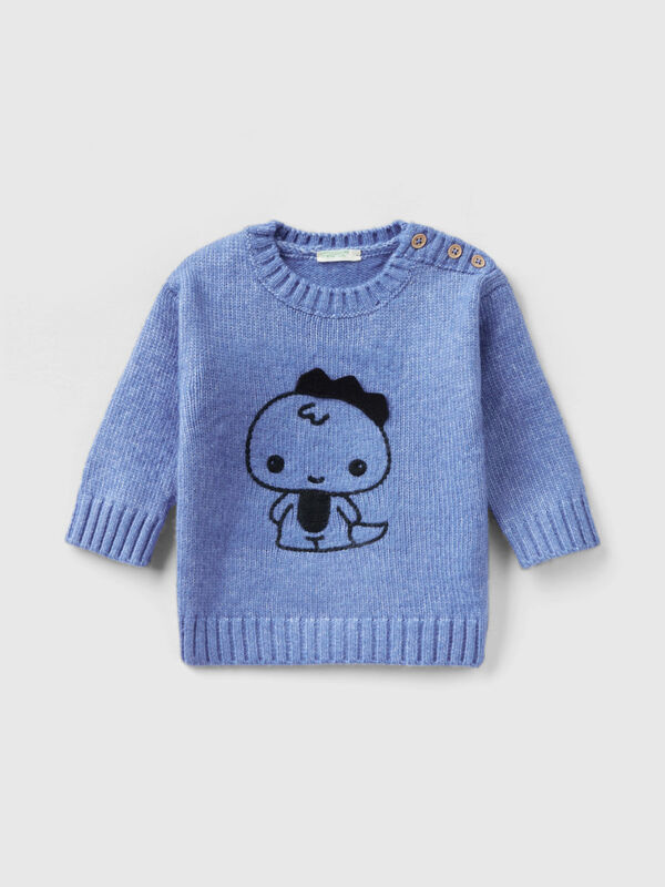 Sweater with embroidery and applique