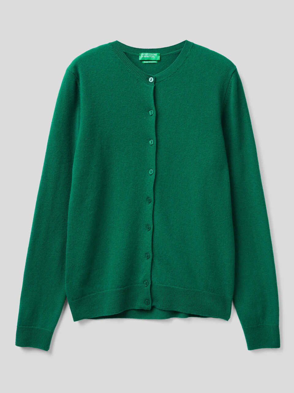 Crew neck cardigan in pure virgin wool image number 1