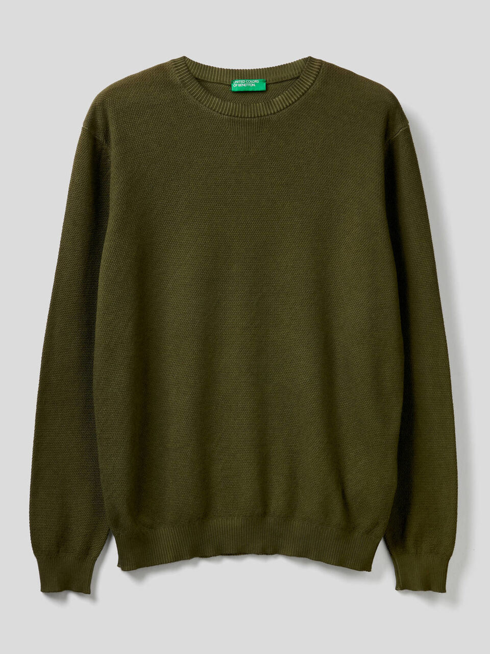 Crew neck sweater with V detail Men image number 1