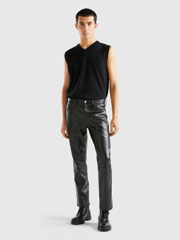 Trousers in imitation leather fabric Men