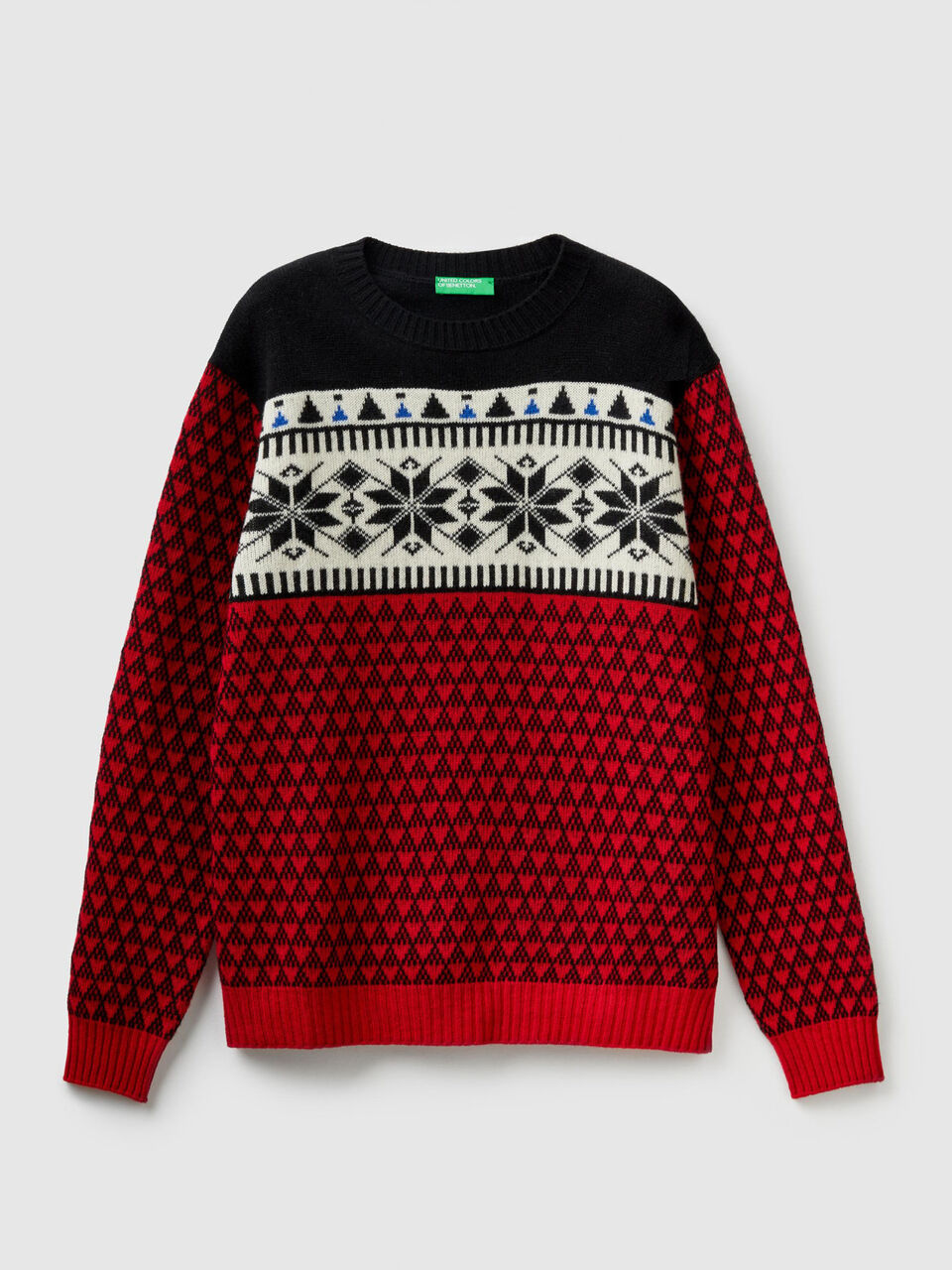 Round neck jacquard sweater image number 1