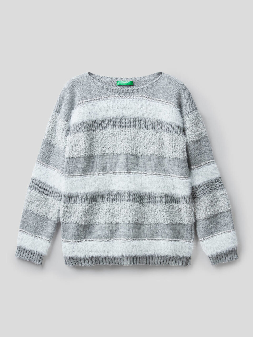 Sweater with striped knit image number 1