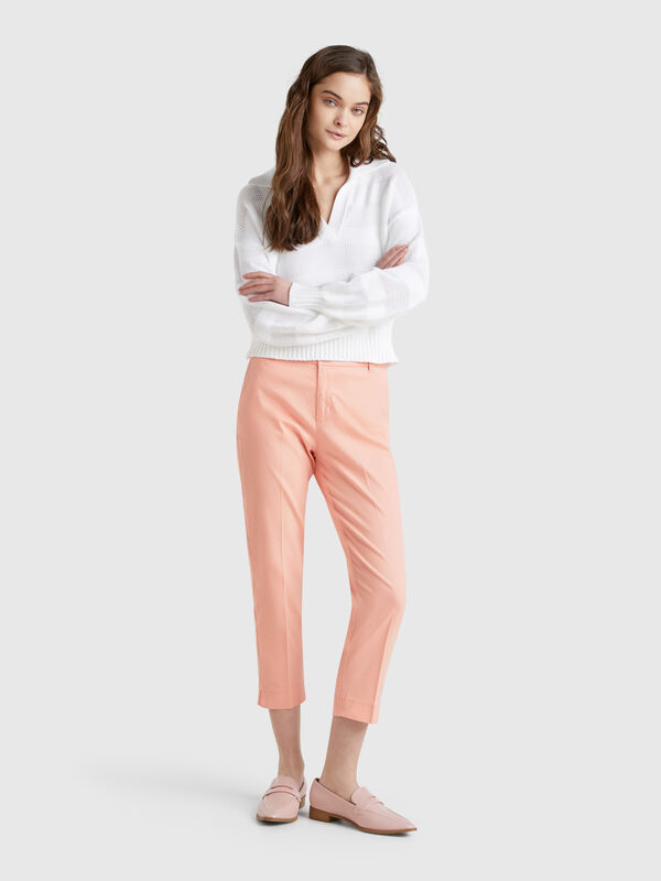 Cropped chinos in stretch cotton Women