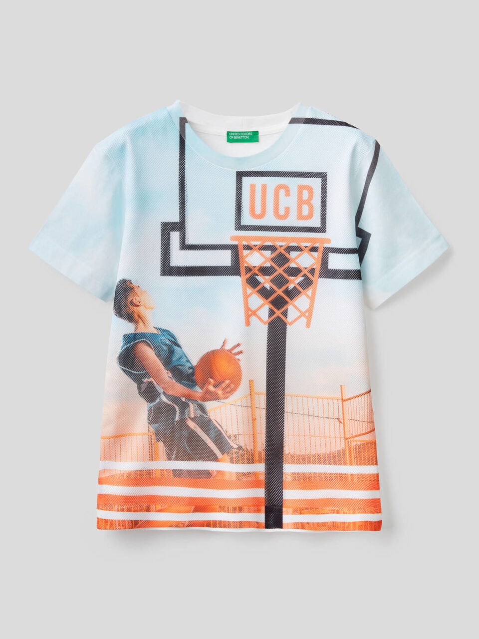 T-shirt with printed mesh insert image number 1