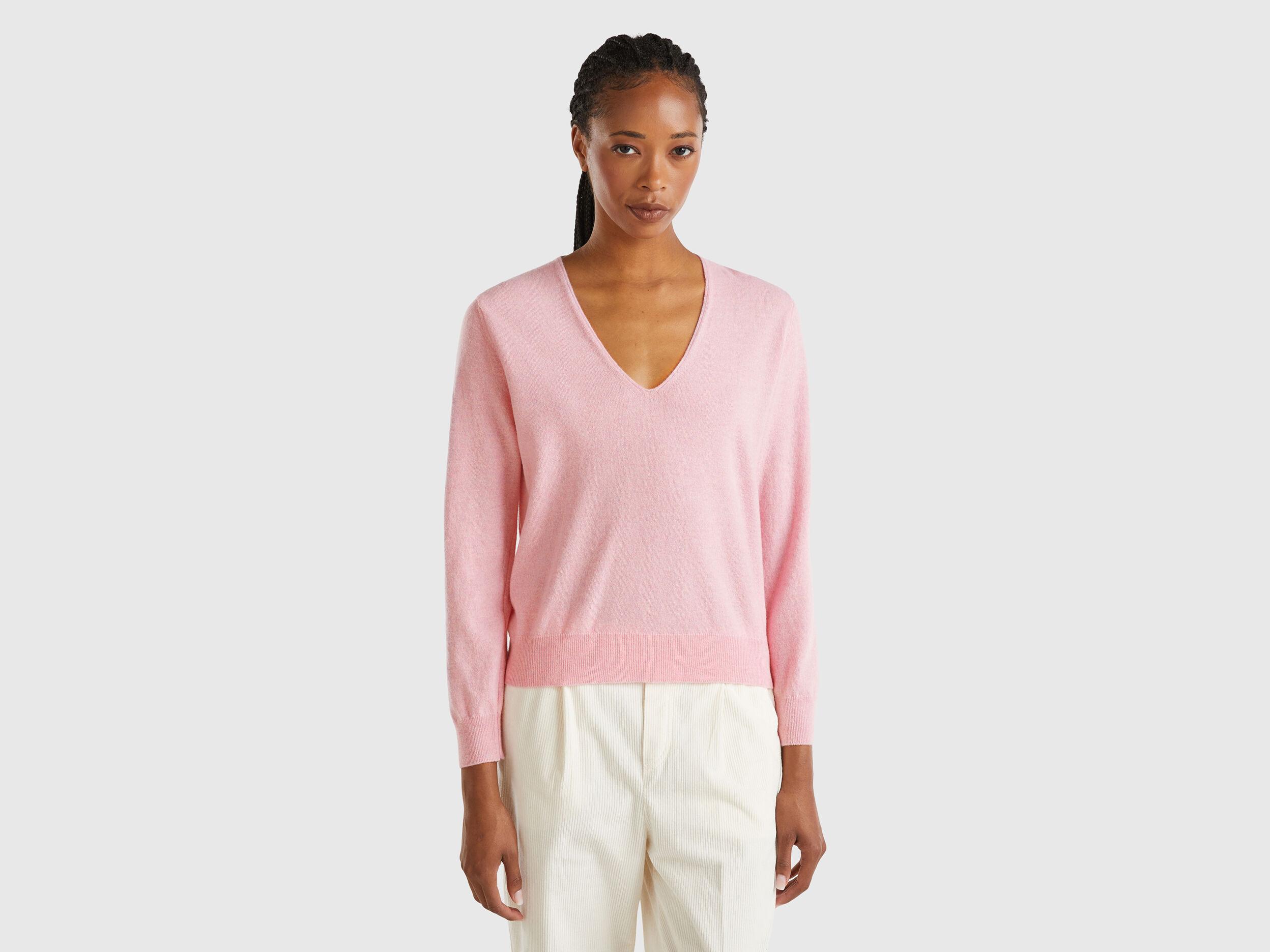 Women's v neck wool sweater hot sale