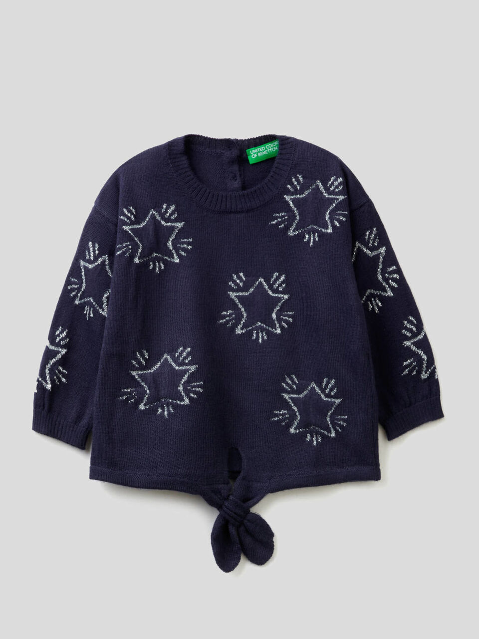 Sweater with inlaid stars and bow image number 1