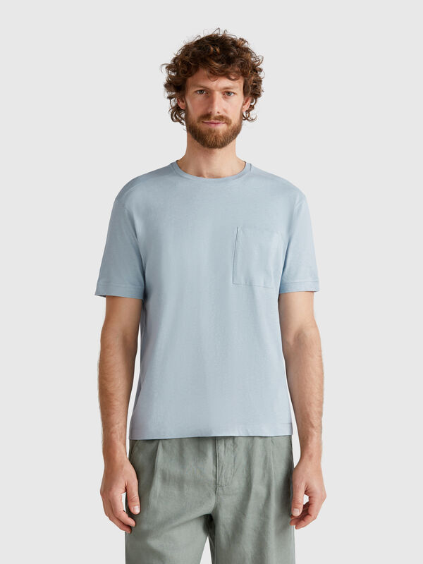 Linen blend t-shirt with pocket Men