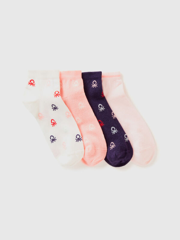 Four pairs of short socks with logos Junior Boy