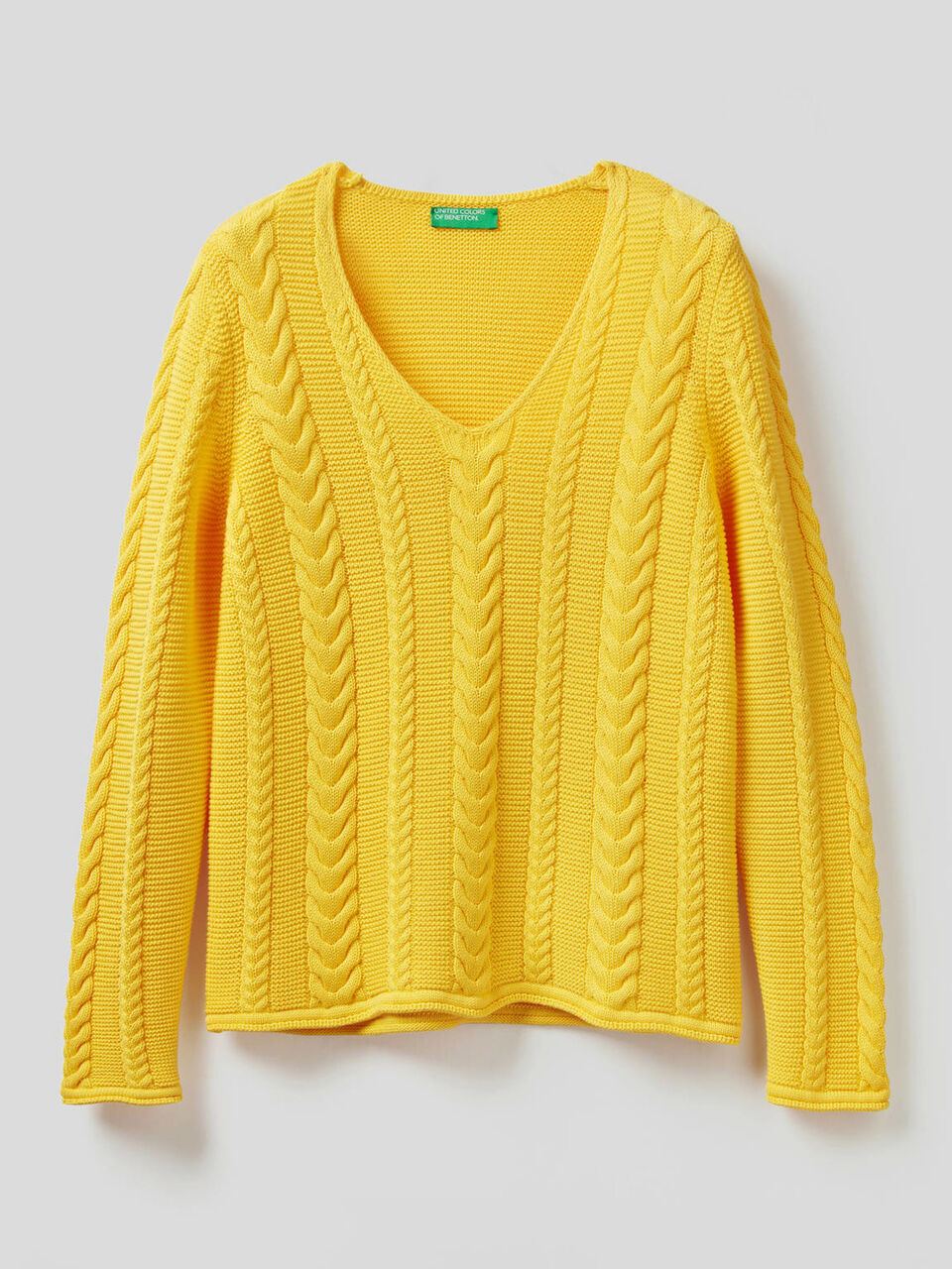 Cable knit sweater in pure cotton image number 1