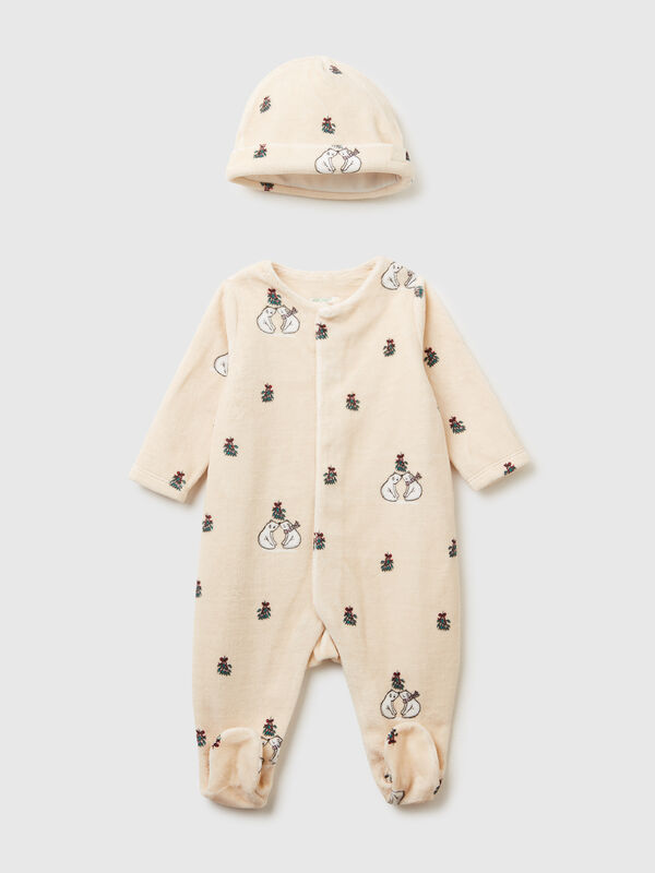 Onesie and chenille cap set New Born (0-18 months)