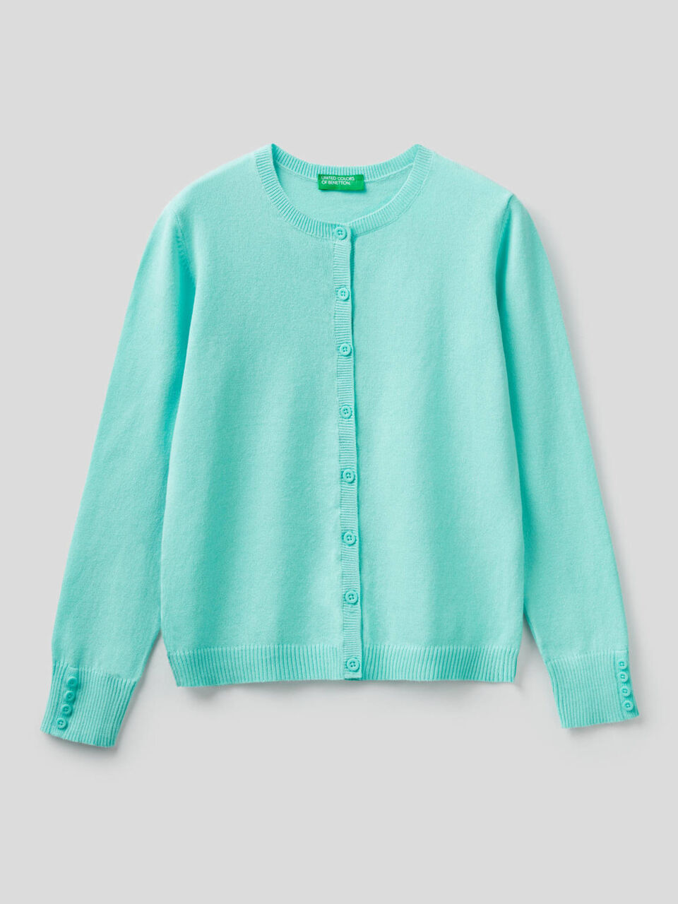 Cotton blend crew neck cardigan image number 1