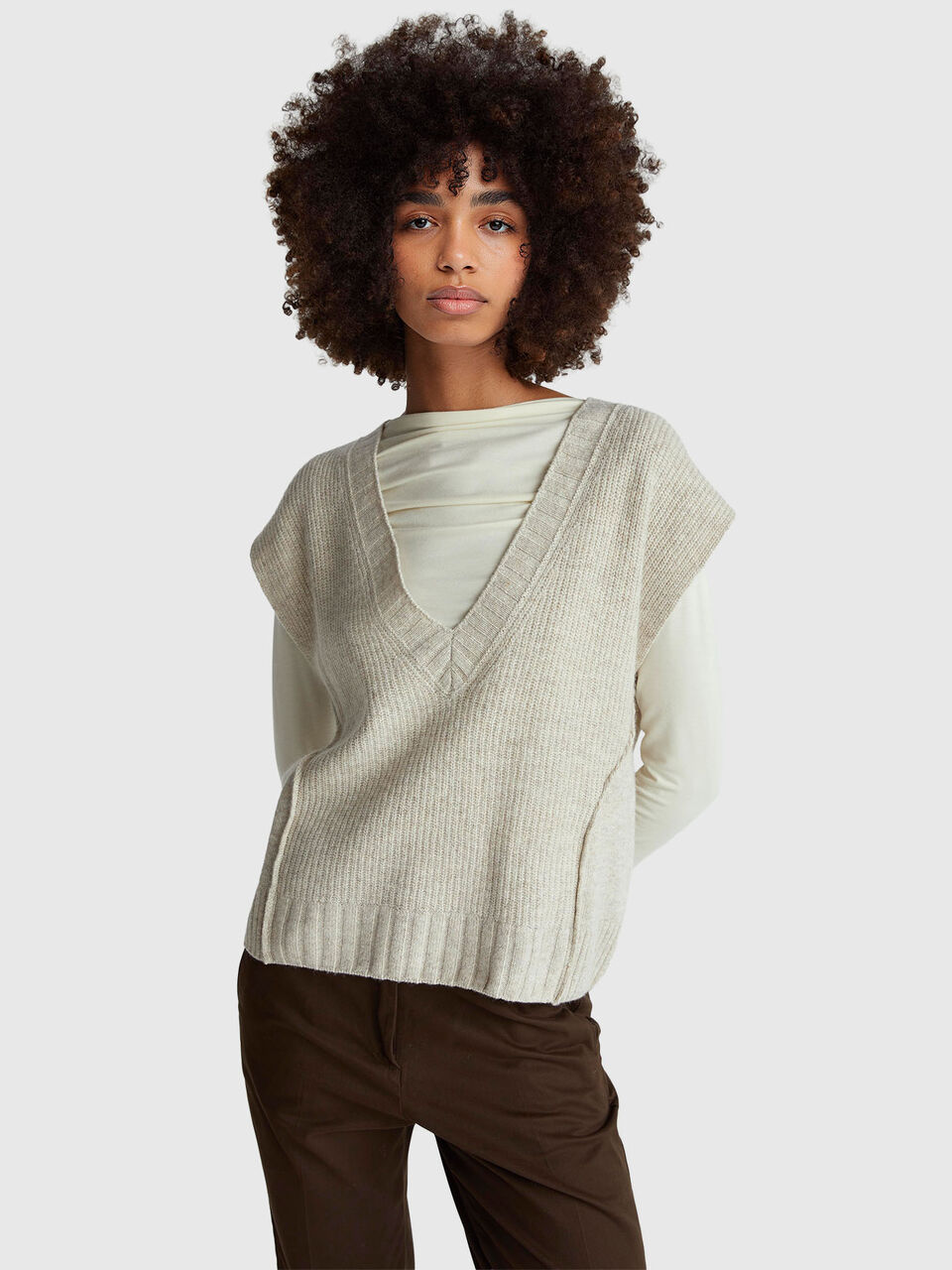 S/L V NECK SWEATER Women image number null