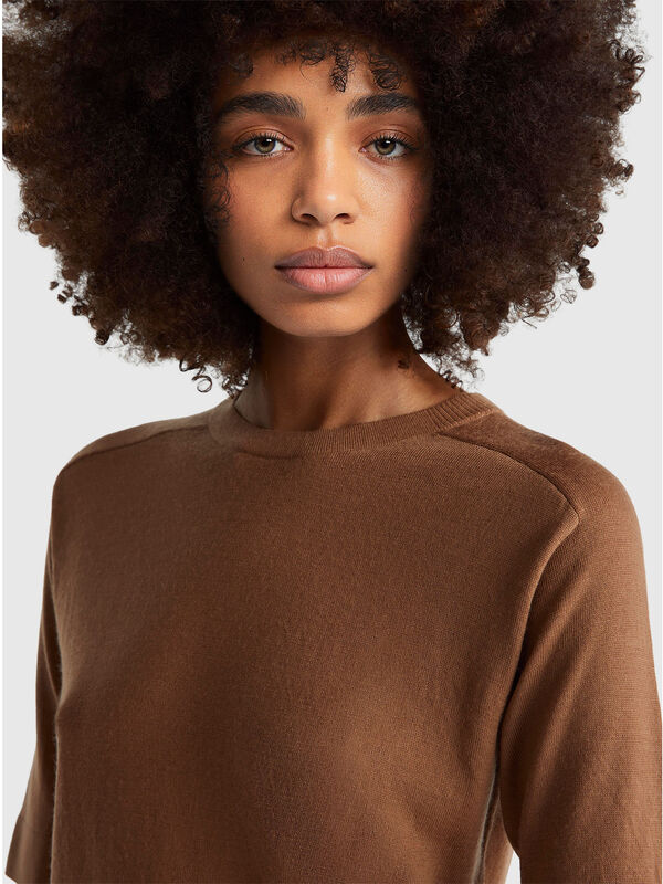 Short sleeve sweater in pure Merino wool Women