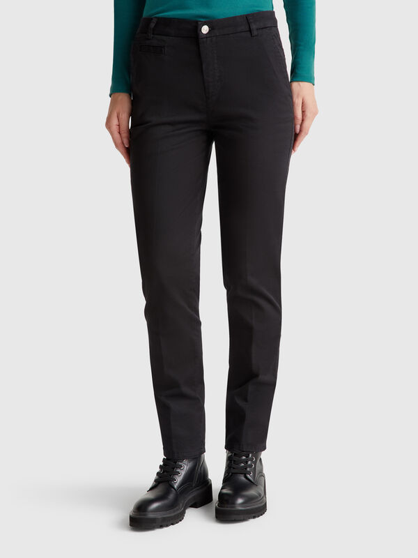 Beige slim fit cotton chinos Women