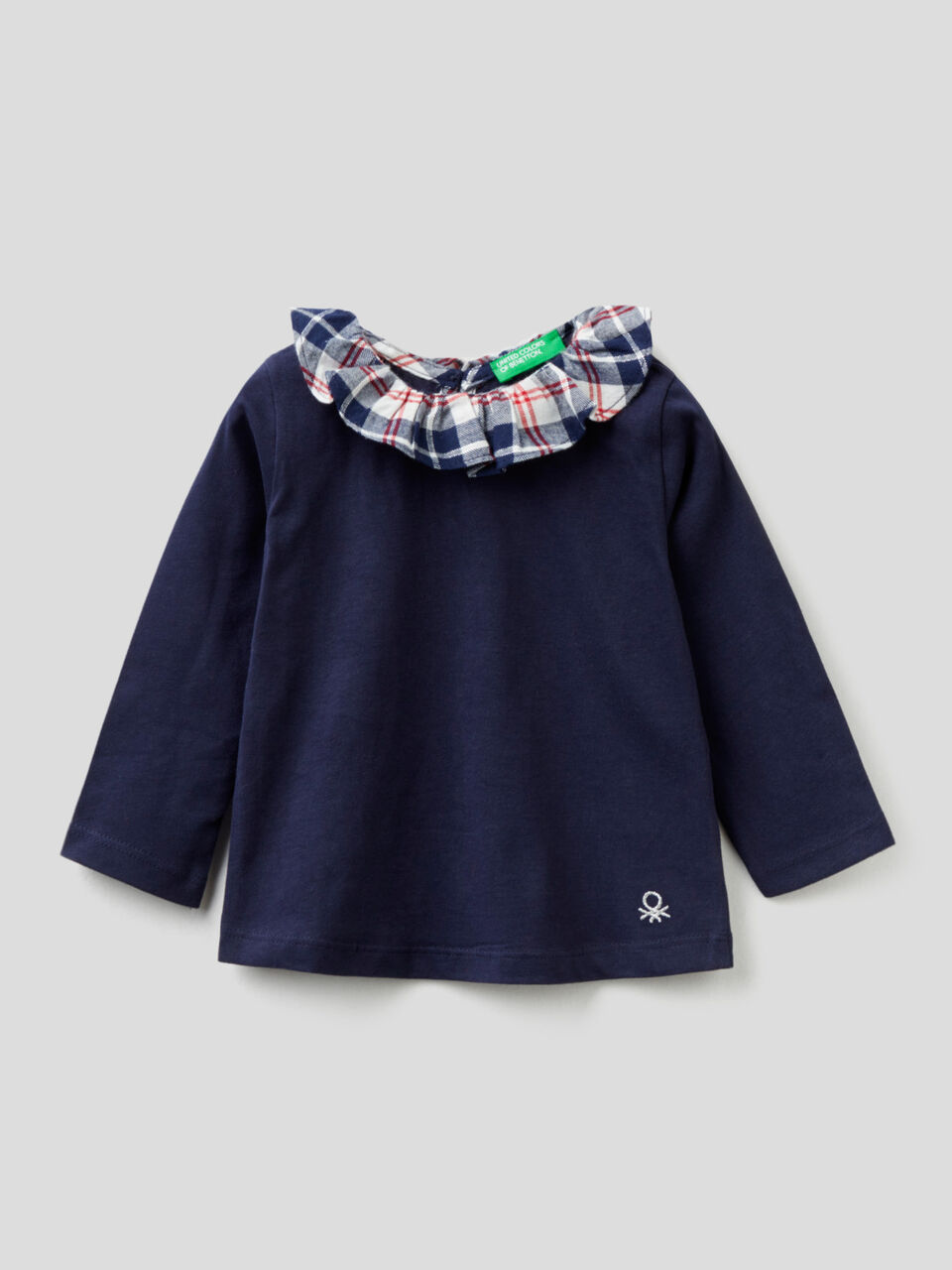 T-shirt with tartan collar image number 1