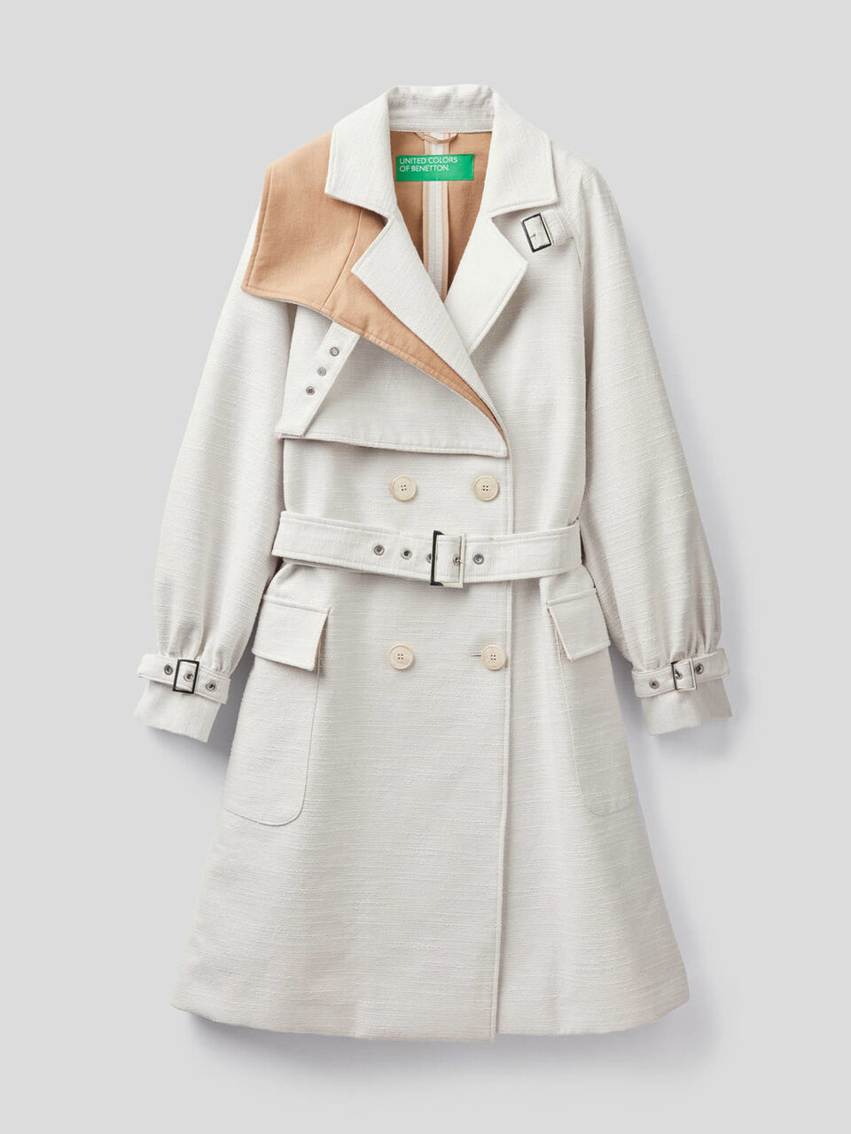 Double-breasted trench coat in fabric image number 1