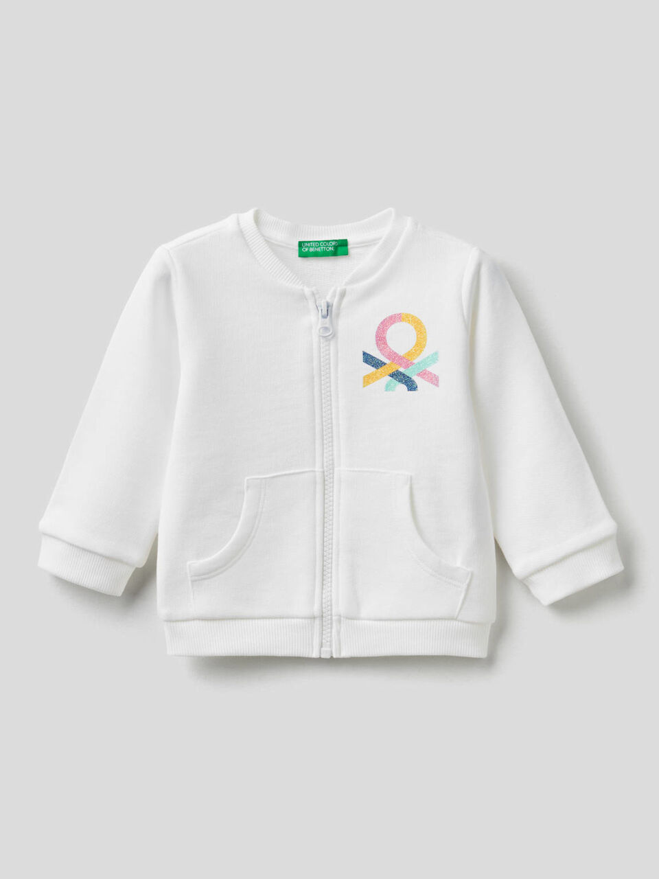 Sweatshirt with zip in organic cotton image number 1