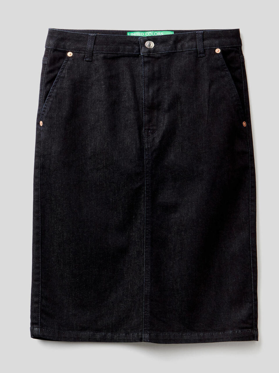 Stretch denim pencil skirt image number 1