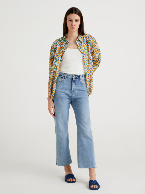 Floral pattern shirt in pure cotton Women