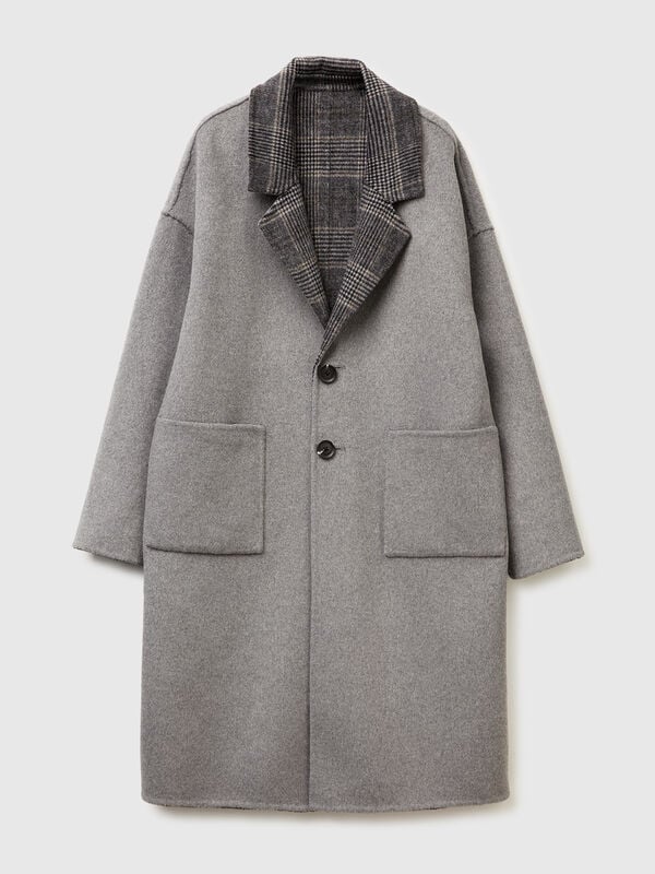Reversible wool blend coat Women
