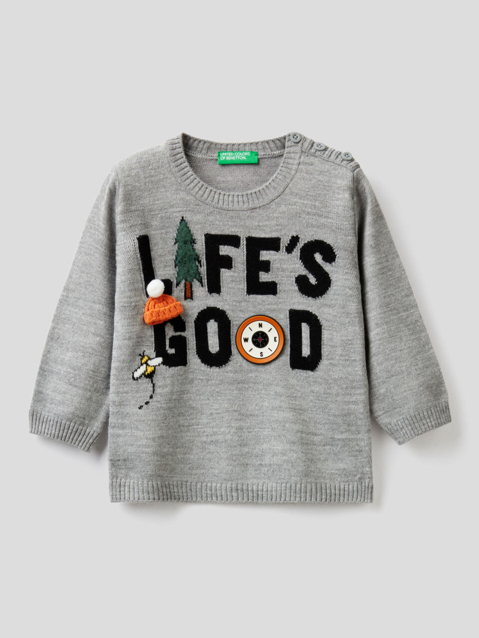 Sweater with inlaid illustration image number 1