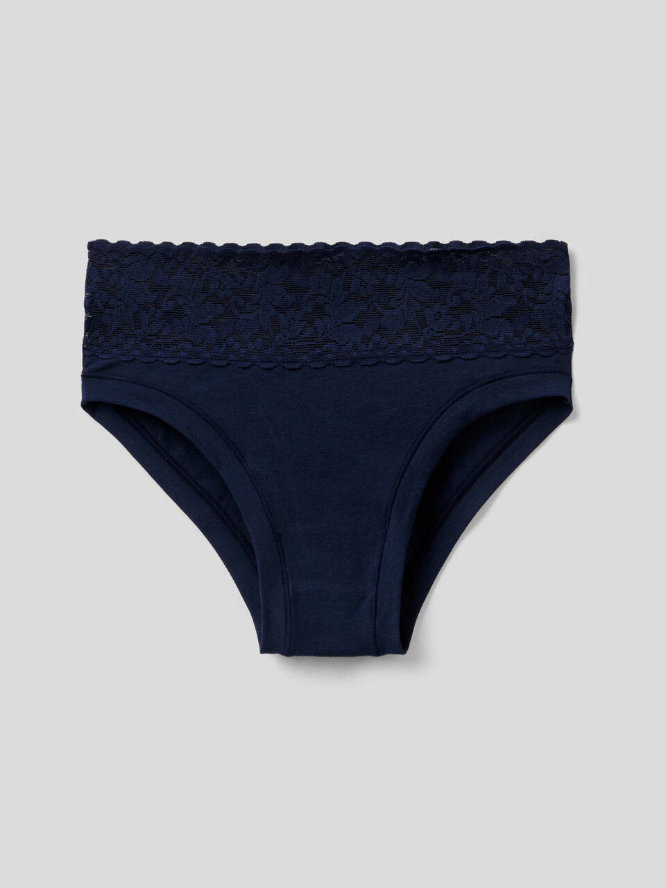 Underwear with lace in stretch cotton image number 1