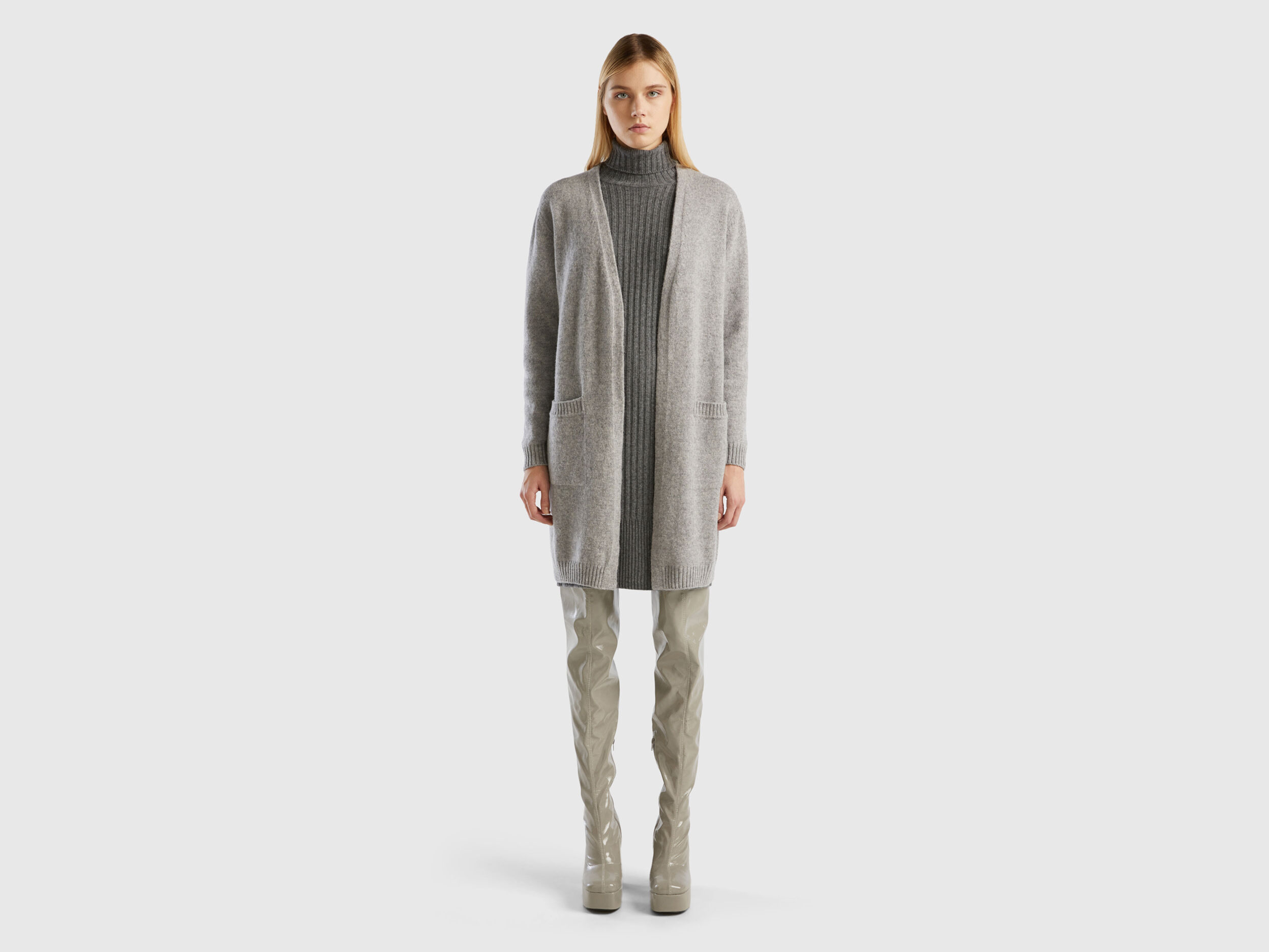Long wool cardigan womens clearance