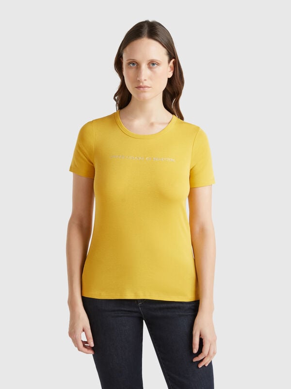 T-shirt in 100% cotton with glitter print logo Women