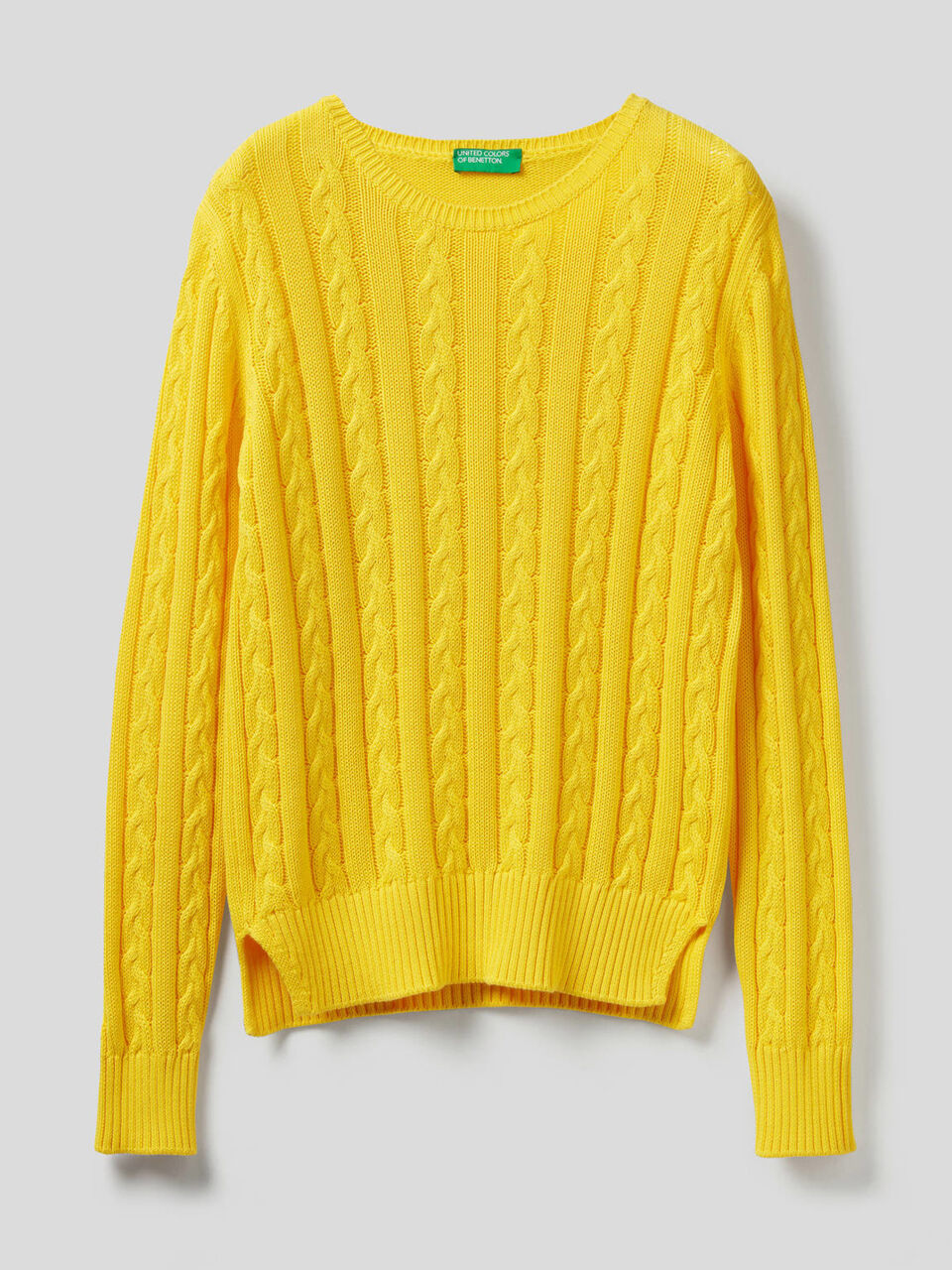 Cotton sweater with cable knit image number 1