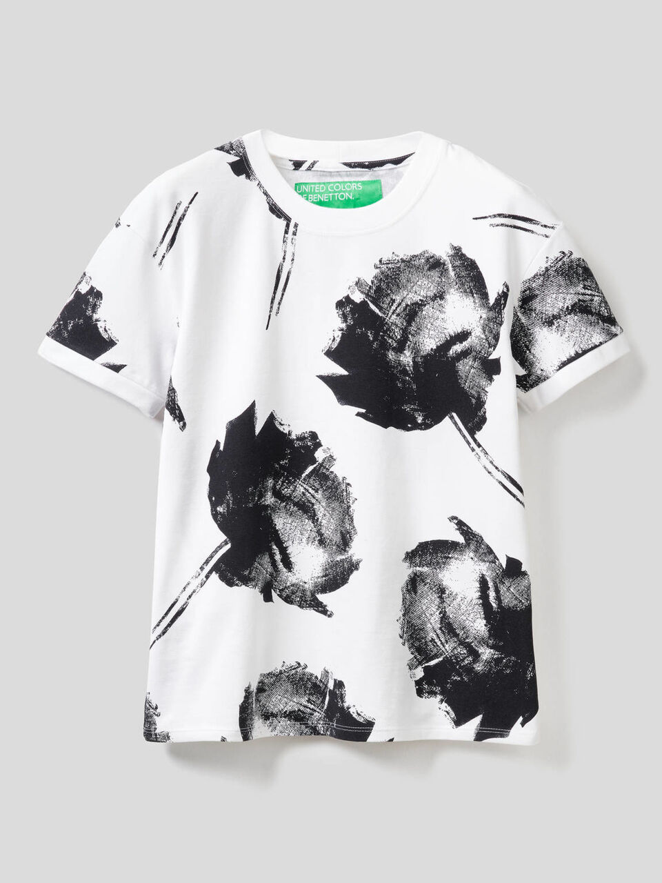 Printed t-shirt in stretch cotton image number 1