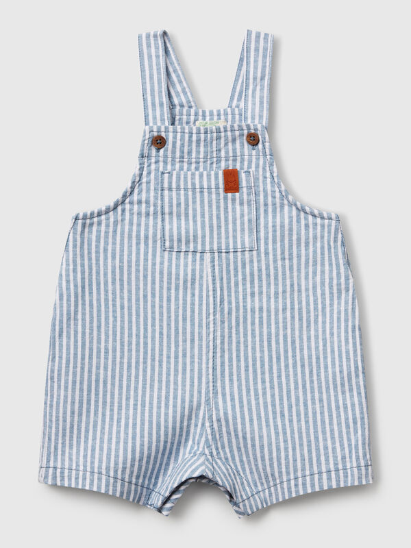 Striped dungarees in linen blend New Born (0-18 months)