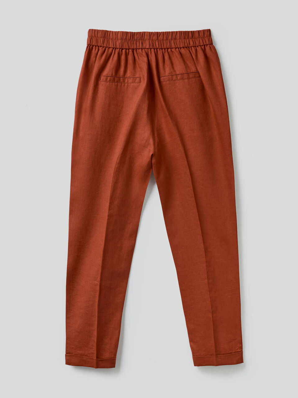Cropped trousers in 100% linen image number null