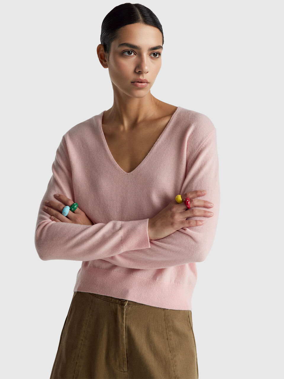 V NECK SWEATER L/S Women image number null