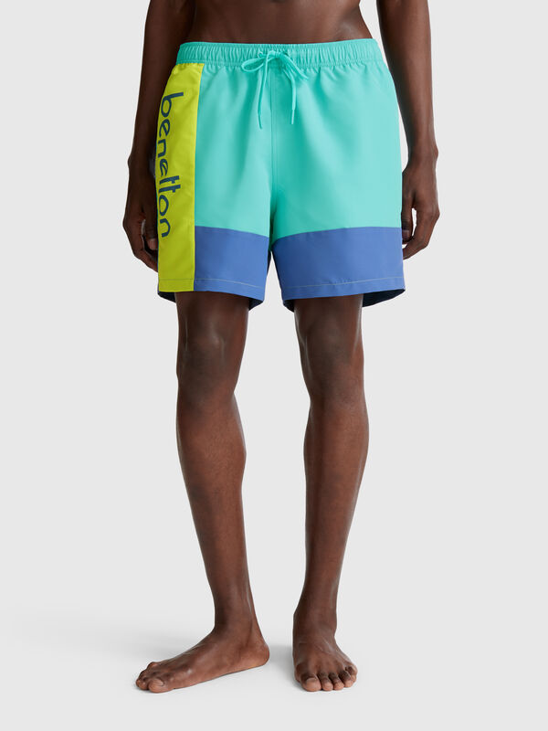 Color block swim trunks Men