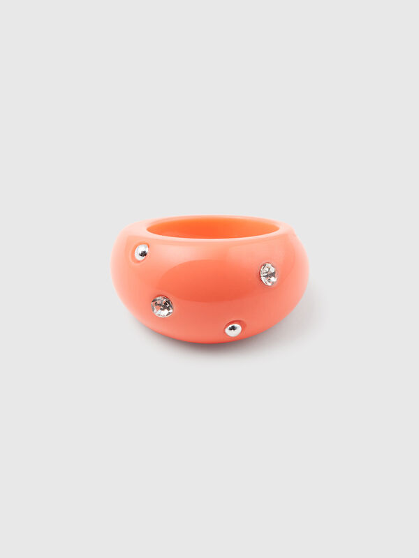 Pink ring with rhinestones and studs Women