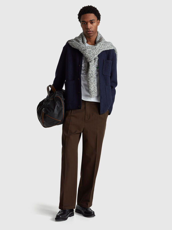 Jacket with pockets in viscose and wool blend Men