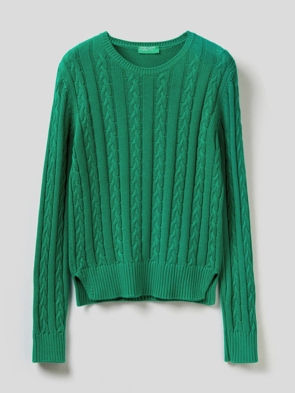 Cotton sweater with cable knit image number 1