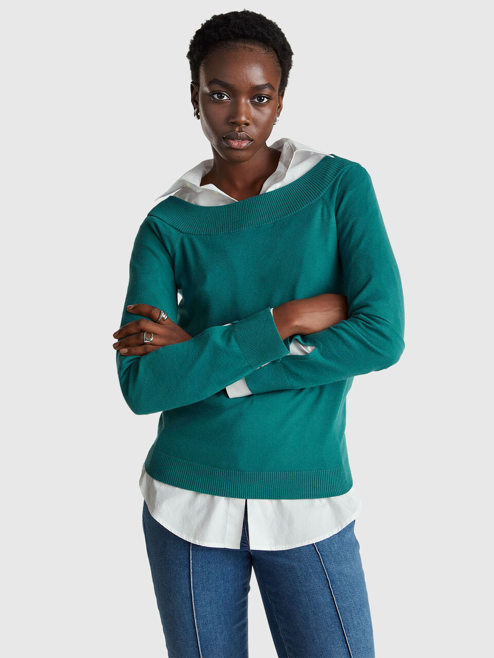 BOAT-NECK SWEAT.L/S Women image number null