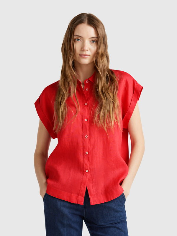 Regular fit shirt in pure linen Women