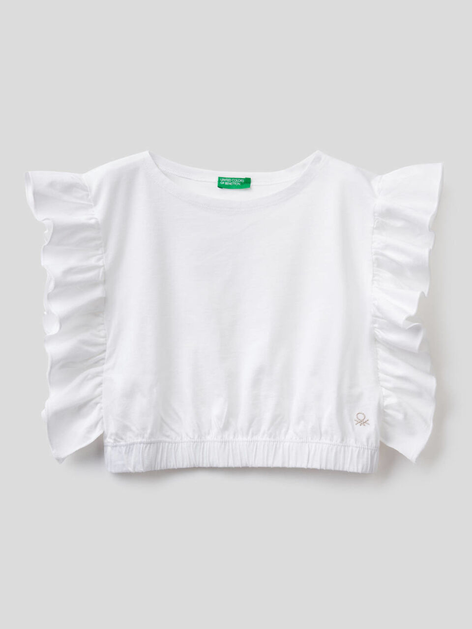Top in pure cotton with rouches image number 1