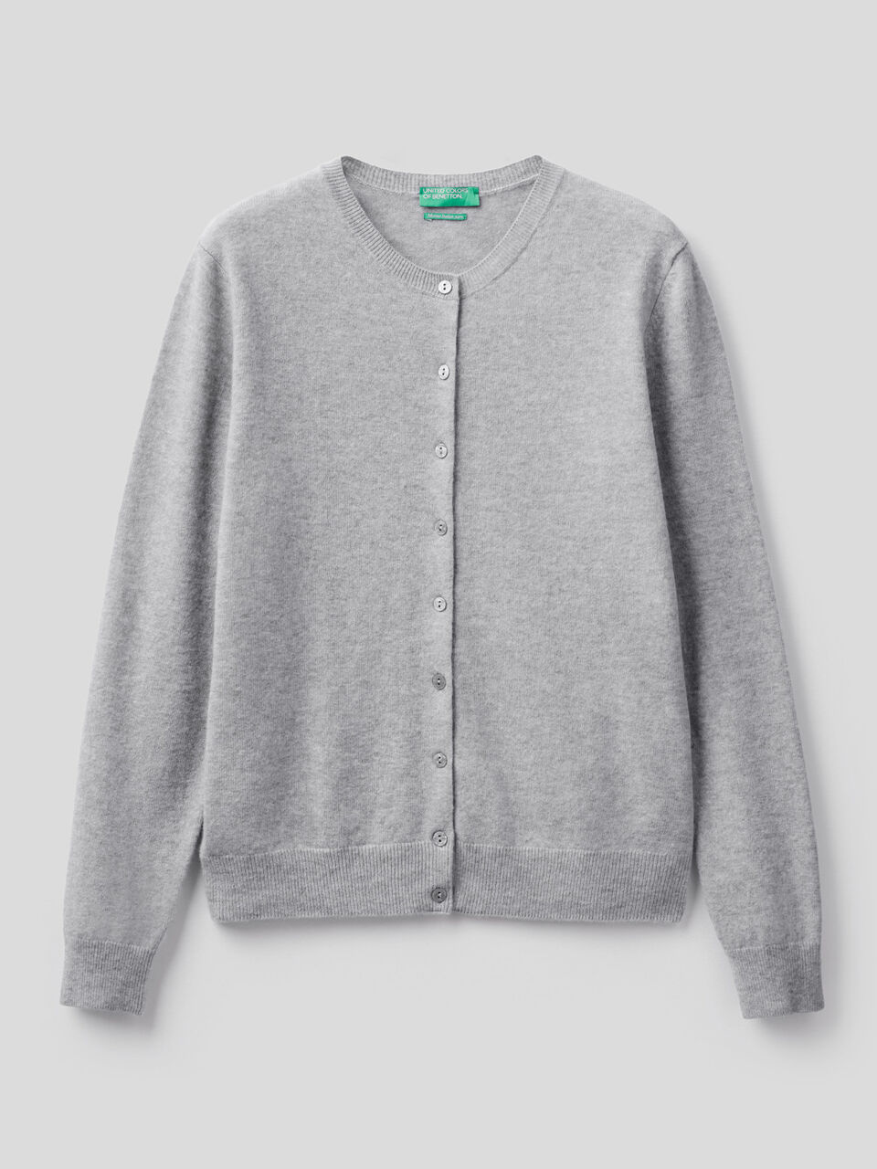 Crew neck cardigan in pure virgin wool image number 1