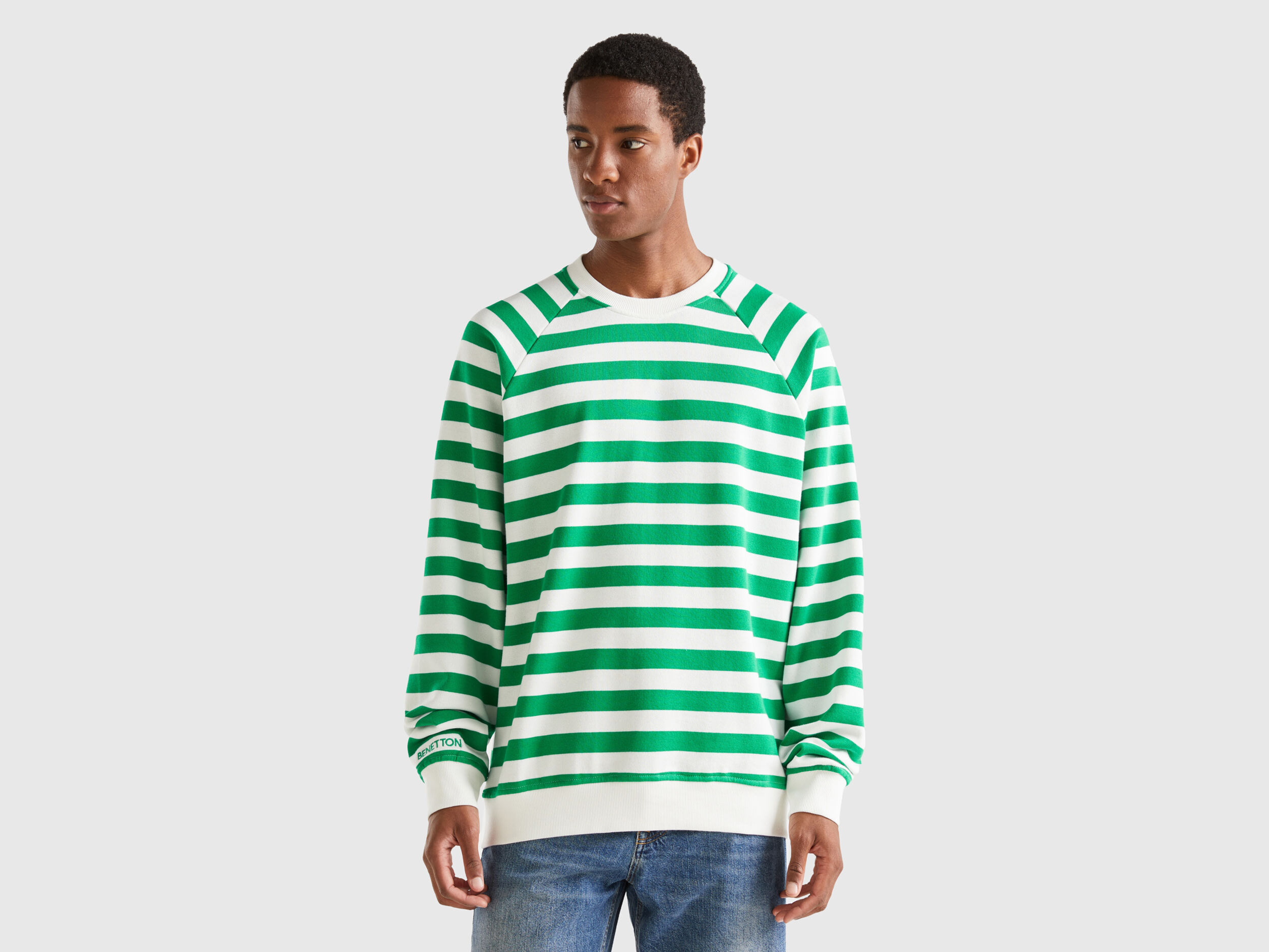 Green striped sweatshirt best sale