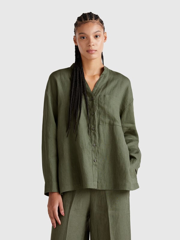 Oversized shirt in pure linen Women
