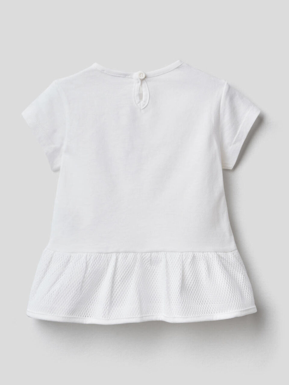 T-shirt with frill and sound-effect patch image number 2