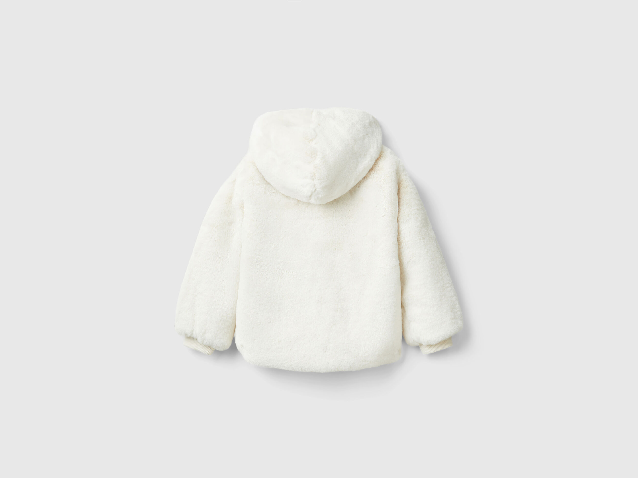 Jacket in faux fur Creamy White Benetton