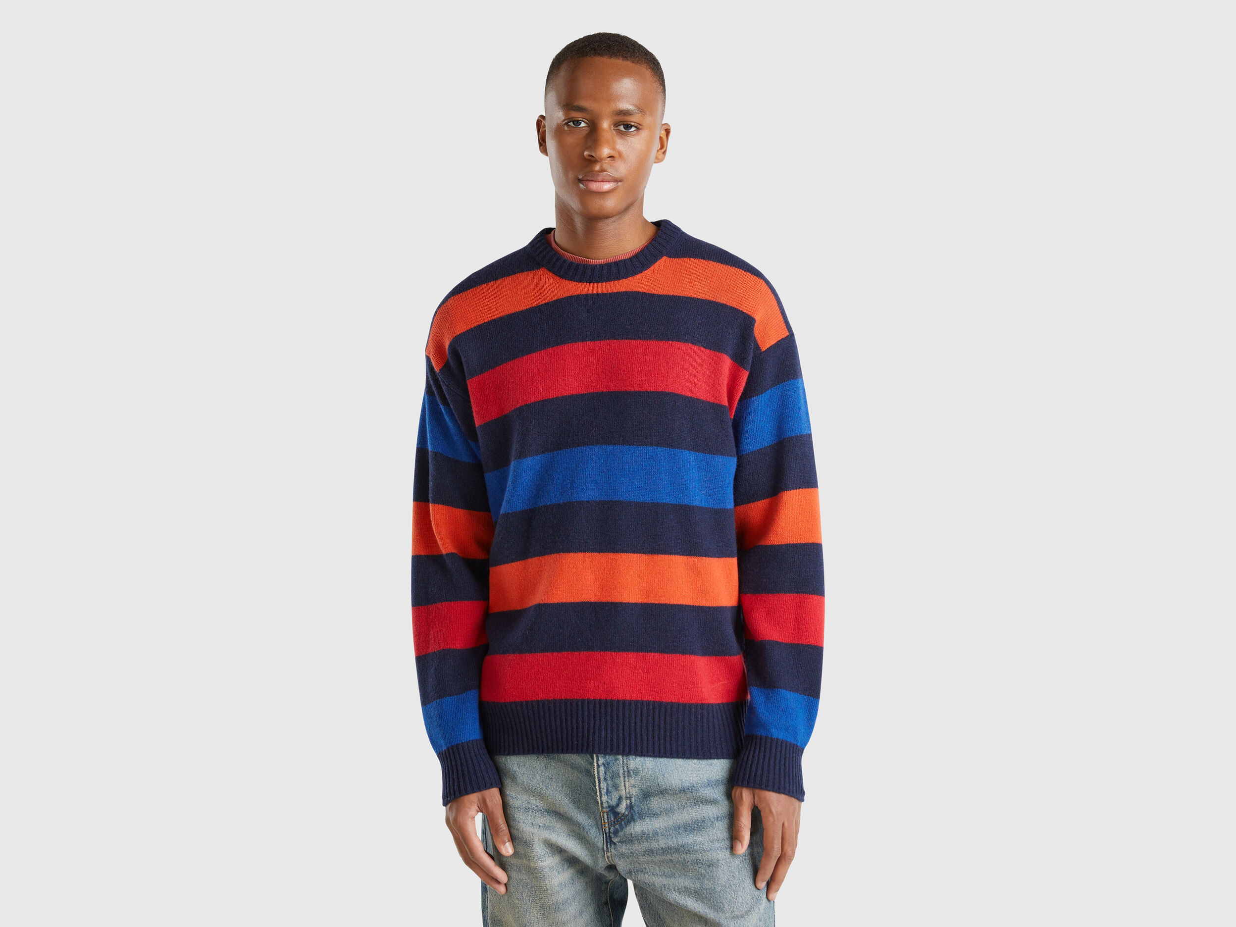 Striped sweater in wool blend Multi color Benetton
