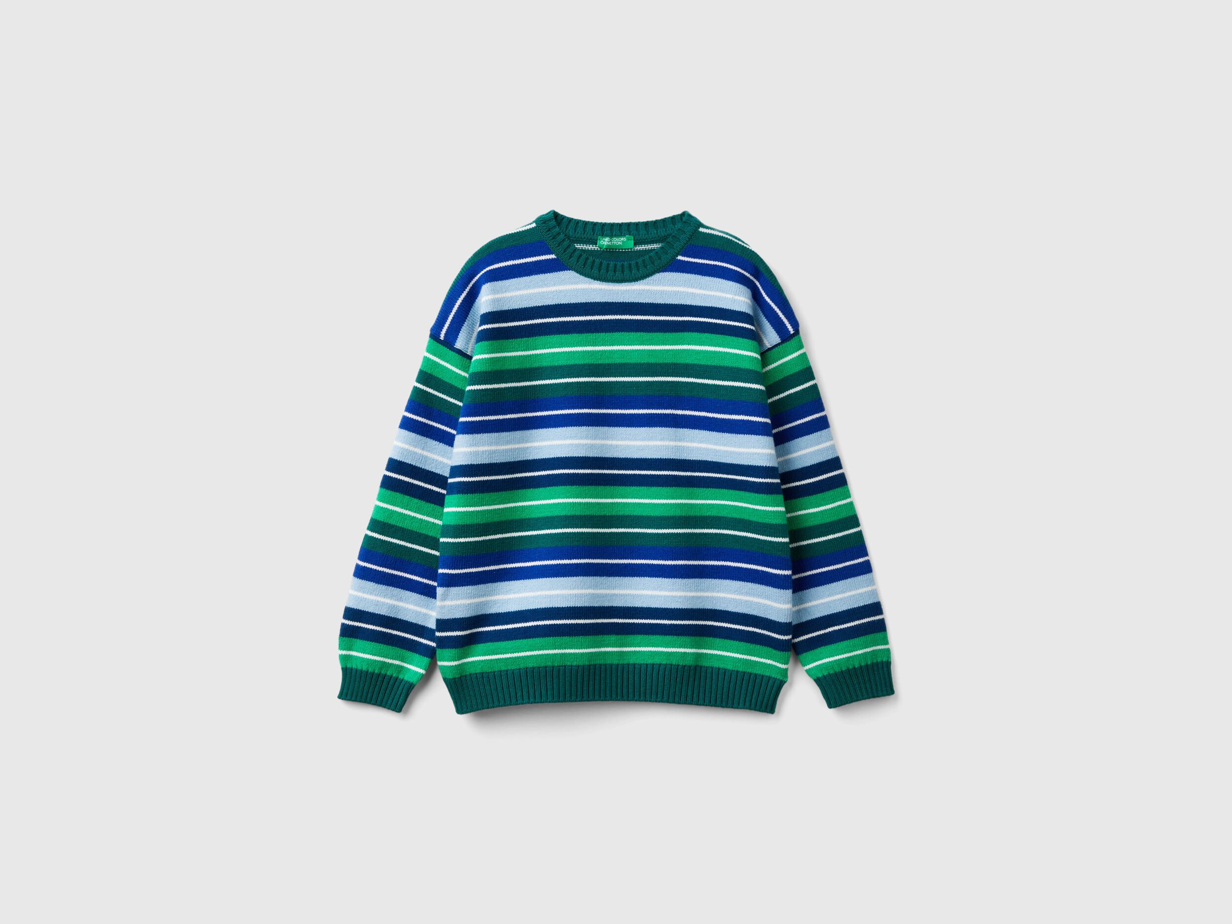 Striped sweater in wool and cotton blend Multi color Benetton