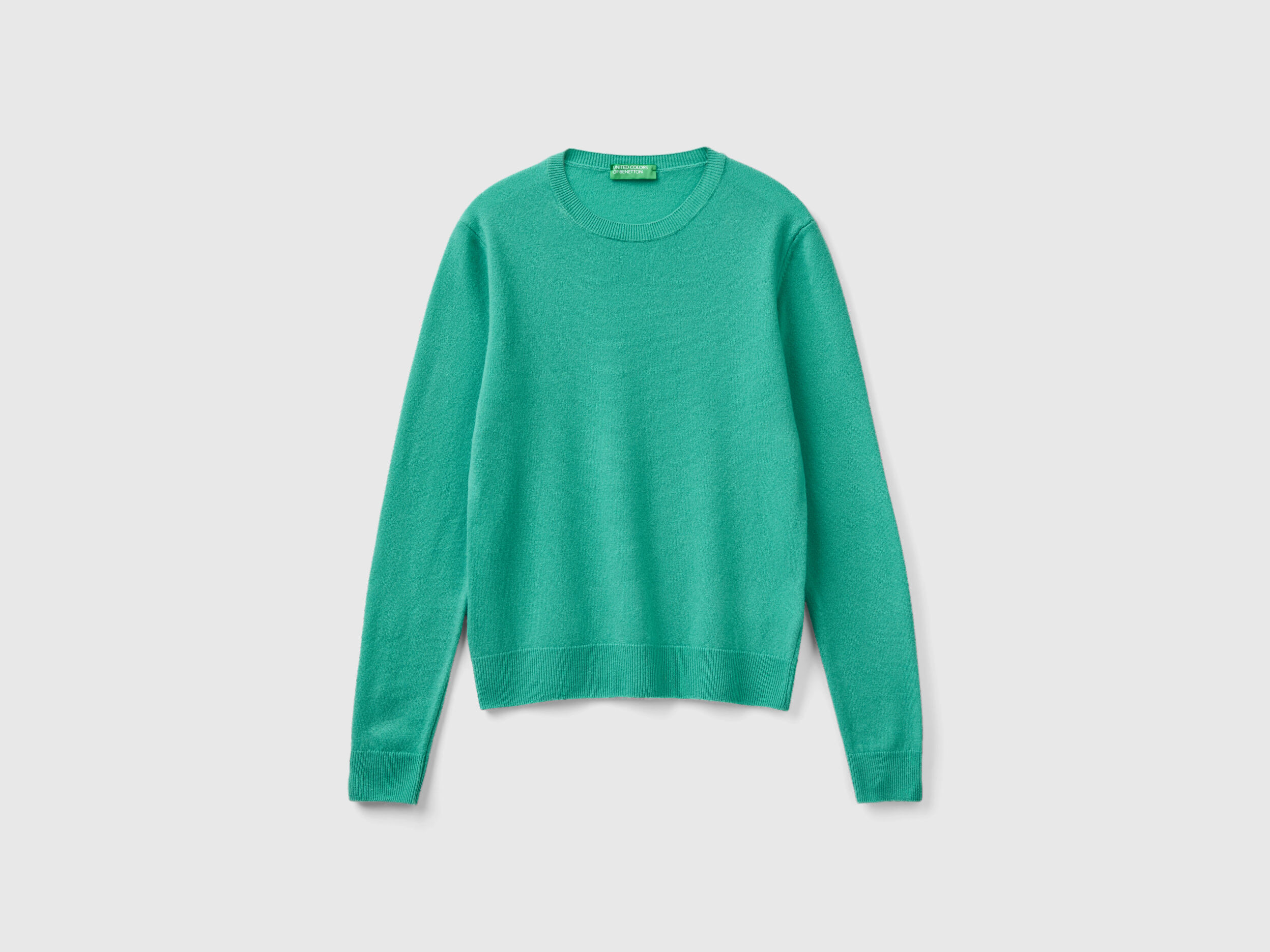 Light green crew neck sweater in Merino wool Light Green Benetton