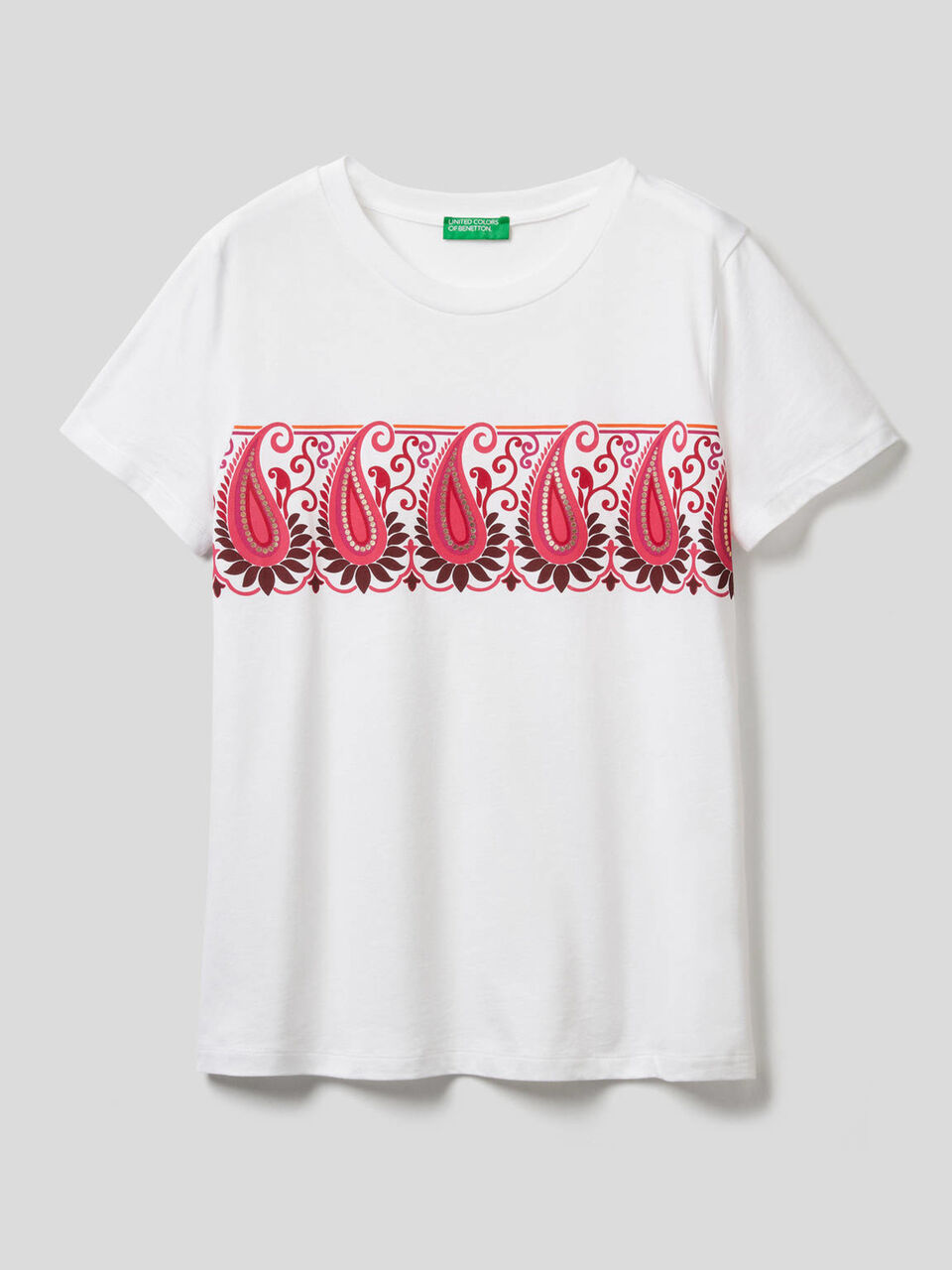 T-shirt with printed stripe image number 1