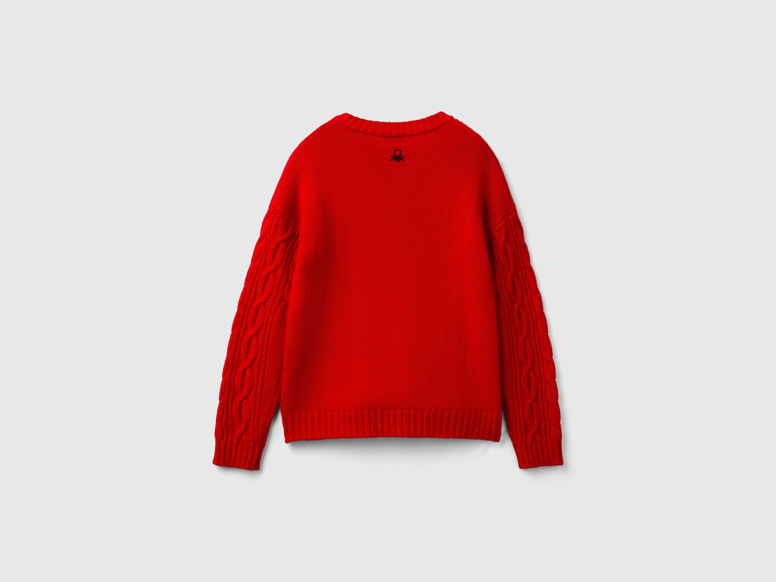 Wool blend cable knit sweater hot sale